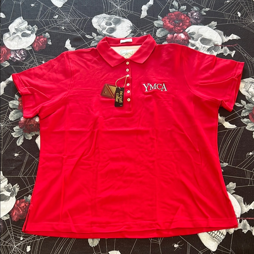 NWT OUTER BANKS WOMENS RED COLLARED YMCA COTTON POLO SHIRT SIZE XXL